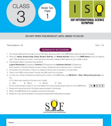 ISO Class-3 Olympiad Previous Years Papers (PYP - Set A and B) Science Book by MTG Learning