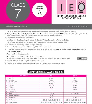 IEO Class-7 Olympiad Previous Years Papers (PYP) English with Sample OMR Sheet - Book By MTG Learning