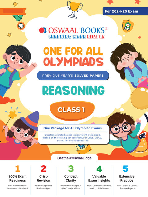 One For All Reasoning Olympiad Previous Years' Solved Papers Class 1 by Oswaal Books