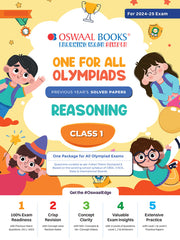 One For All Reasoning Olympiad Previous Years' Solved Papers Class 1 by Oswaal Books