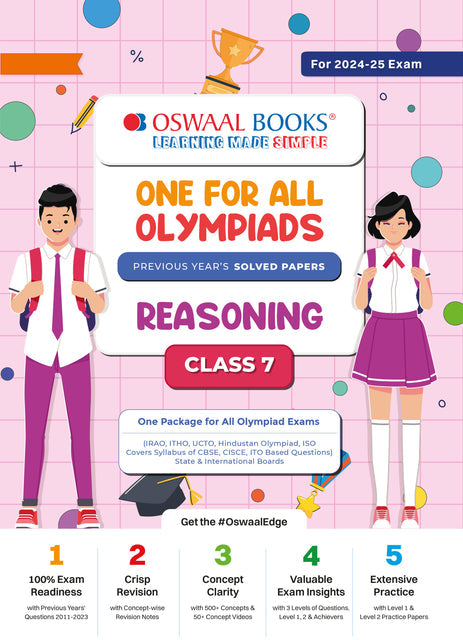 One For All Reasoning Olympiad Previous Years' Solved Papers Class 7 by Oswaal Books