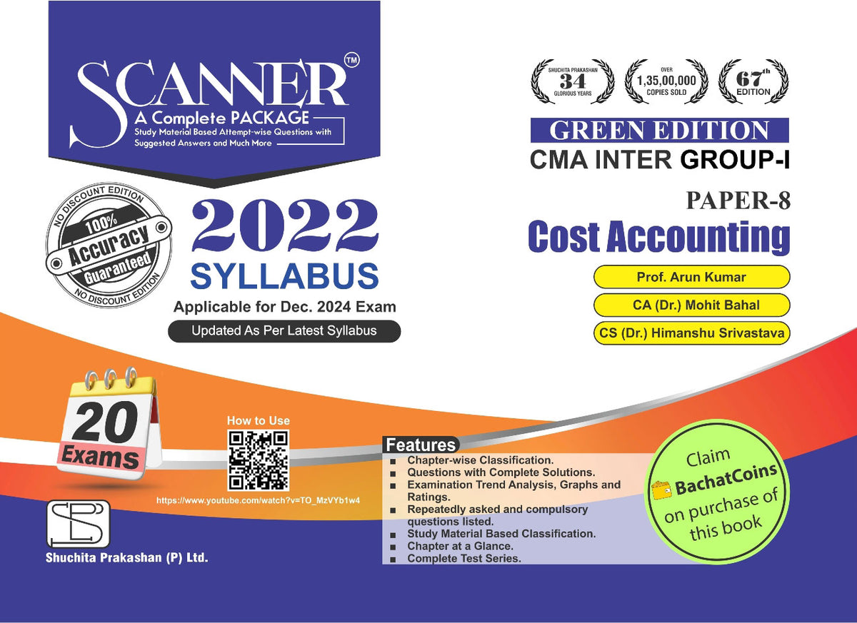 Scanner CMA Inter (2022 Syllabus) Paper-8 Cost Accounting Green Edition.