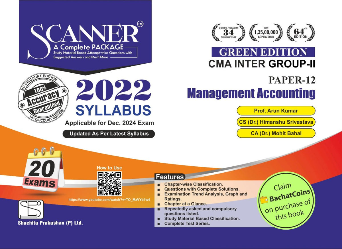 Scanner CMA Inter (2022 Syllabus) Paper-12 Management Accounting Green Edition.