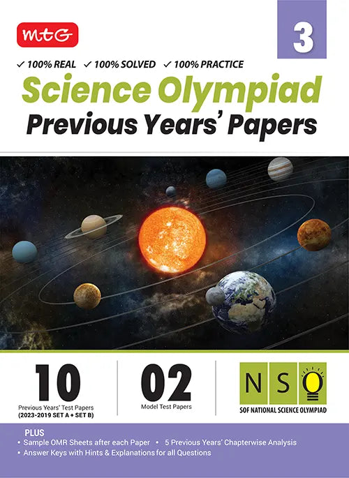 NSO Class-3 Olympiad 10 Previous Years Papers (2023-2019 Set A and B) Science book by MTG Learning