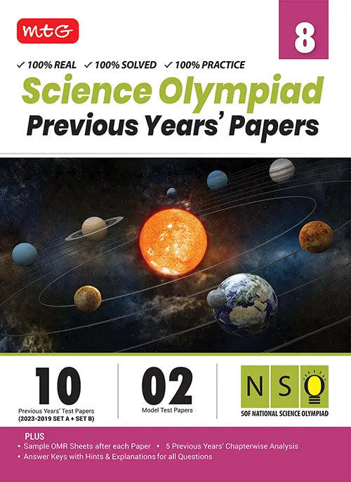 NSO Class-8 Olympiad 10 Previous Years Papers (2023-2019 Set A and B) Science book by MTG Learning