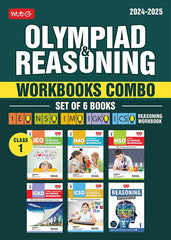 NSO-IMO-IEO-ICSO-IGKO Olympiad Workbook and Reasoning Book Combo Class 1 (Set of 6 Books) by MTG Learning