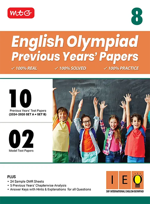 IEO Class-8 Olympiad 10 Previous Years Papers (2024-2020 Set A and B) English book by Mtg Learning
