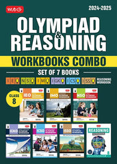 NSO-IMO-IEO-ICSO-IGKO-ISSO Olympiad Workbook and Reasoning Book Combo Class 8 (Set of 7 Books) by MTG Learning