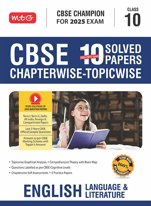 CBSE 10 Years (2024-2015) Chapterwise Topicwise English Language & Literature Book for Class 10 by MTG Learning