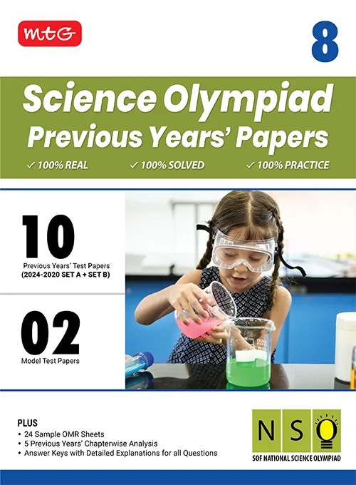 NSO Class-8 Olympiad 10 Previous Years Papers (2024-2020 Set A and B) Science book by MTG Learning