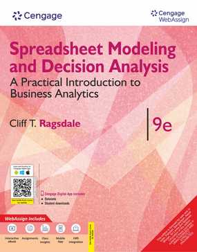 Spreadsheet Modeling and Decision Analysis with WebAssign (9E) Book by Cengage