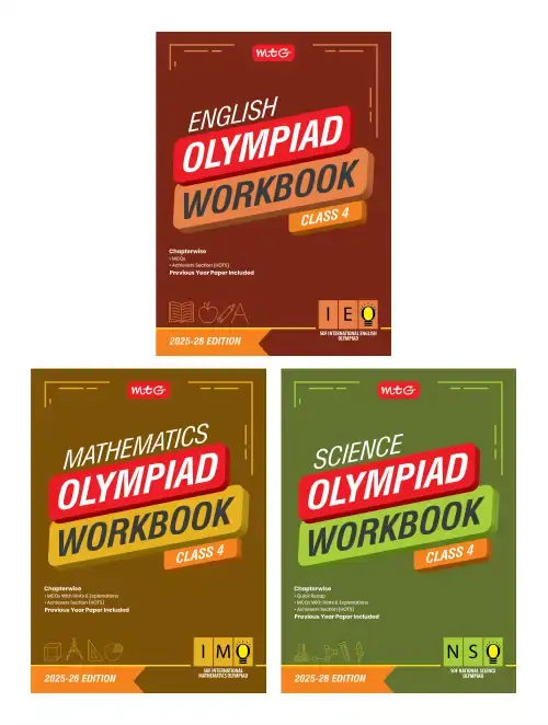 NSO-IMO-IEO Class-4 Olympiad Workbook Combo For 2025-26 Exam with MCQs and Achievers Section by MTG Learning