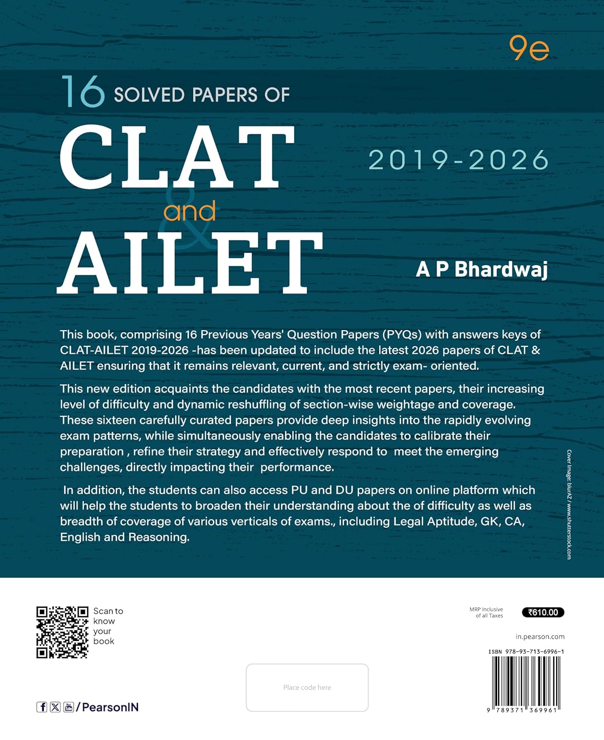 Complete CLAT Manual, Solved Papers CLAT & AILET, Legal Awareness & Reasoning and Legal Aptitude Workbook for CLAT - Books By Pearson