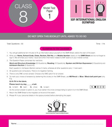IEO Class-8 Olympiad Previous Years Papers (PYP) English with Sample OMR Sheet - Book By MTG Learning