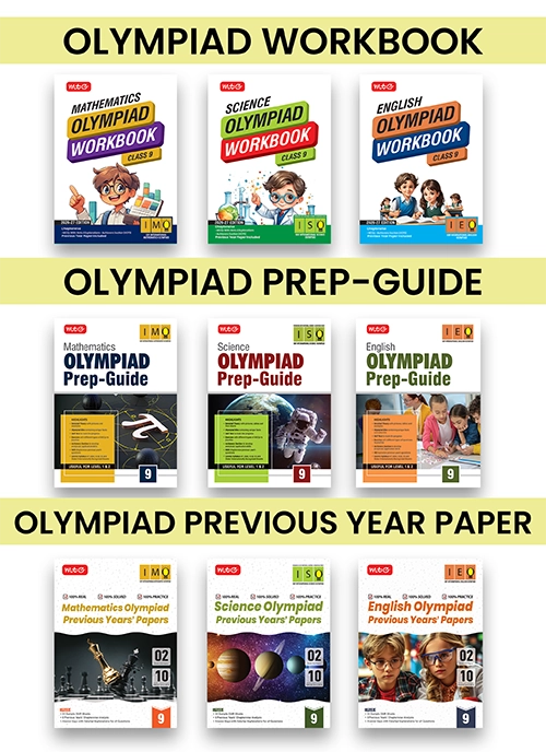 Class-9 (IMO-ISO-IEO) Olympiad Workbook, Prep-Guide and Previous Years Papers (PYQs) - Set of 9 Books By MTG Learning