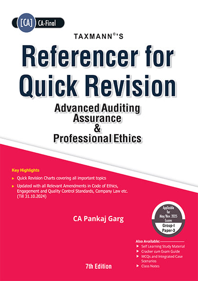 Taxmann's CA Final Revision Combo Audit (Class Notes + Cracker + Referencer - Set of 3 Books) By CA Pankaj Garg