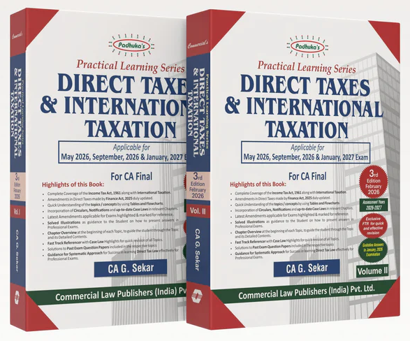 Commercial's Padhuka's (Practical Learning Series) Direct Tax & International Taxation Book for CA Final by CA G Sekar