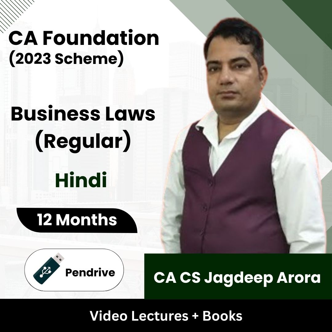 CA Foundation (2023 Scheme) Business Laws (Regular) Video Lectures by CA CS Jagdeep Arora (Pendrive + Books, 12 Months)