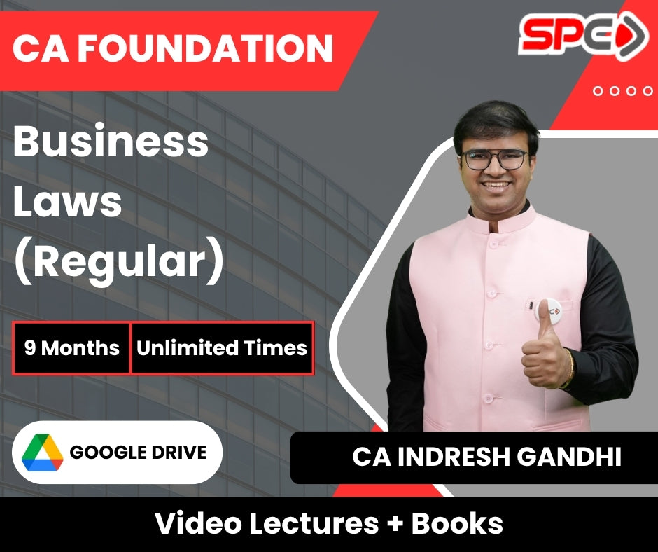 CA Foundation Business Laws (Regular) Video Lectures by CA Indresh Gandhi (Google Drive + Books, 9 Months, Unlimited Times)