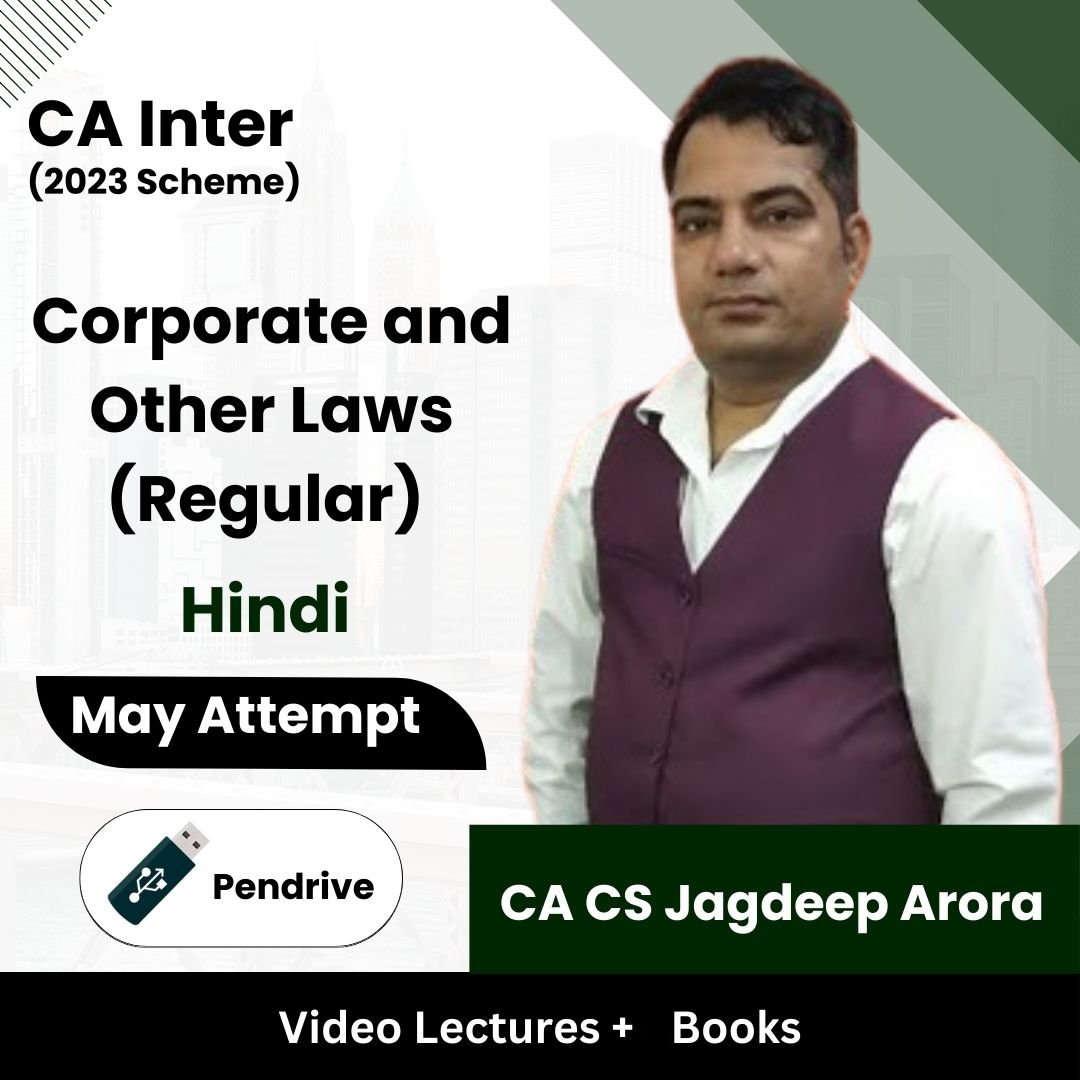 CA Inter (2023 Scheme) Corporate and Other Laws (Regular) Video Lectures by CA CS Jagdeep Arora May Attempt (Pendrive + Books)