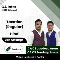 CA Inter (2023 Scheme) Taxation (Regular) Video Lectures by CA CS Jagdeep Arora, CA CS Sandeep Arora Jan Attempt (Pendrive + Books)
