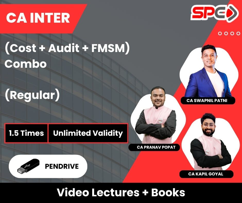 CA Inter (Cost + Audit + FMSM) Combo (Regular) Video Lectures by CA Pranav Popat, CA Kapil Goyal, CA Swapnil Patni (Pendrive, Unlimited Validity, 1.5 Times)