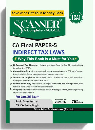 Shuchita Scanner CA Final Paper-5 Indirect Tax Laws Green Edition
