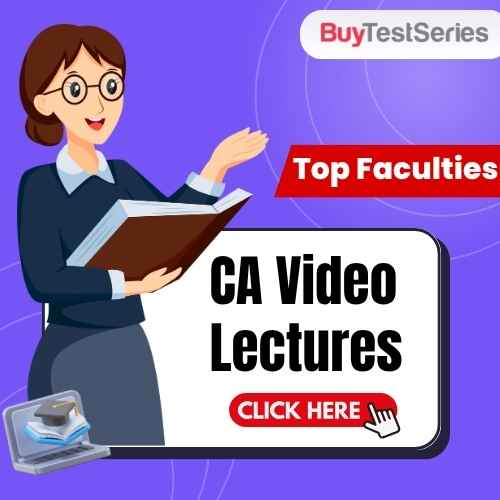 Advertisement for CA Video Lectures with a person holding a book on a purple background.