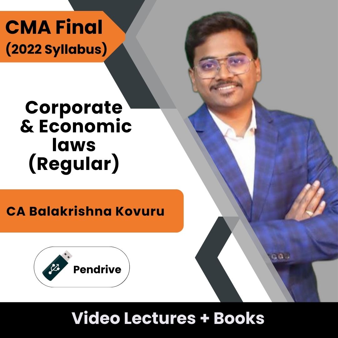 CMA Final (2022 Syllabus) Corporate & Economic laws (Regular) Video Lectures by CA Balakrishna Kovuru (Pendrive + Books)
