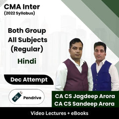 CMA Inter (2022 Syllabus) Both Group All Subjects (Regular) Video Lectures by CA CS Sandeep Arora, CA CS Jagdeep Arora Dec Attempt (Pendrive + eBooks)