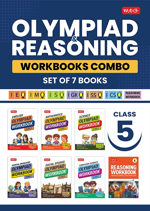 Class 5 ISO-IMO-IEO-ICSO-IGKO-ISSO Olympiad Workbook and Reasoning Book Combo (Set of 7 Books) By MTG Learning