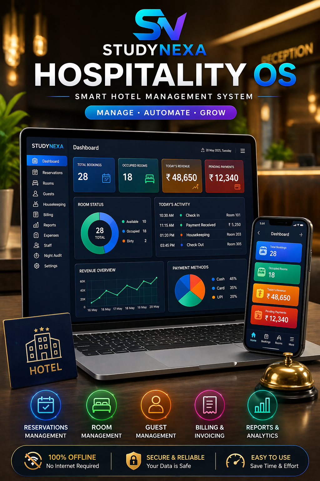 StudyNexa Hospitality OS – Hotel Management Software (Offline)