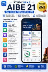 StudyNexa AIBE 21 Prep Suite 2026 | 5 Mock Tests, 22 Subjects Practice, Case Law, Bare Act Sections, Daily Quiz & Analytics | All-in-One AIBE Exam Preparation App