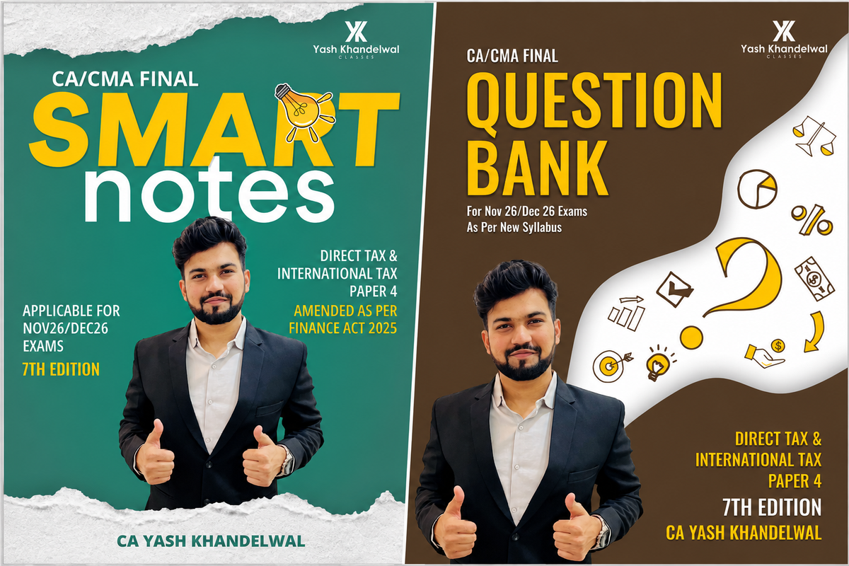 CA Final Direct Tax (Smart Notes + Question Bank) Combo Books by CA Yash Khandewal