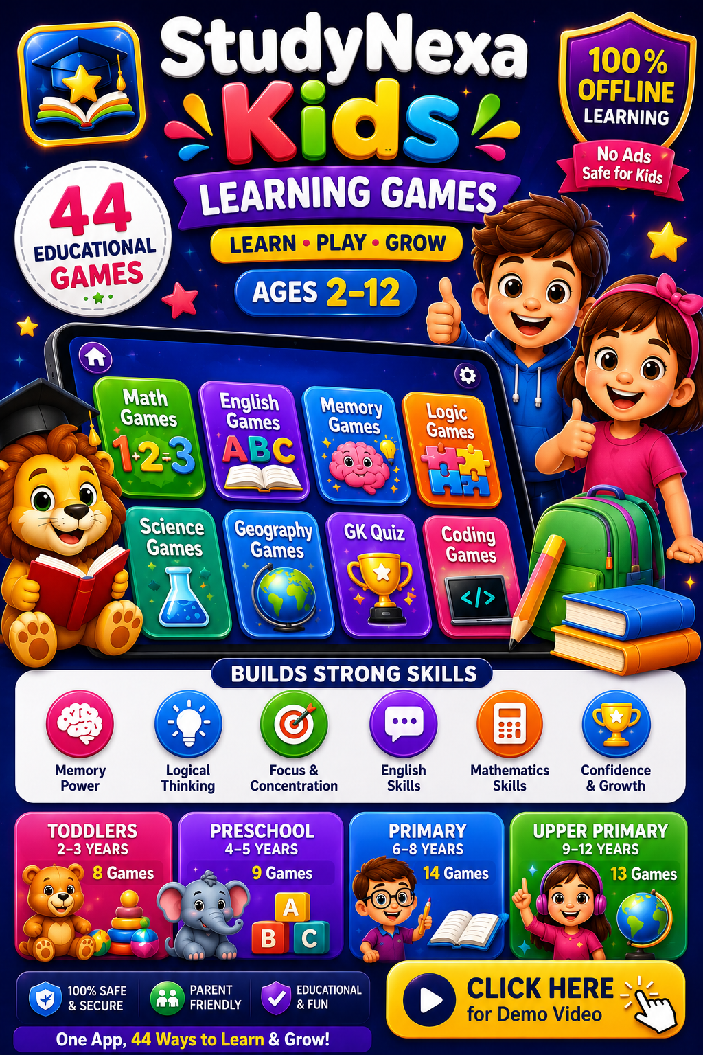 StudyNexa Kids Learning Games – 44 Educational Games for Kids Ages 2–12