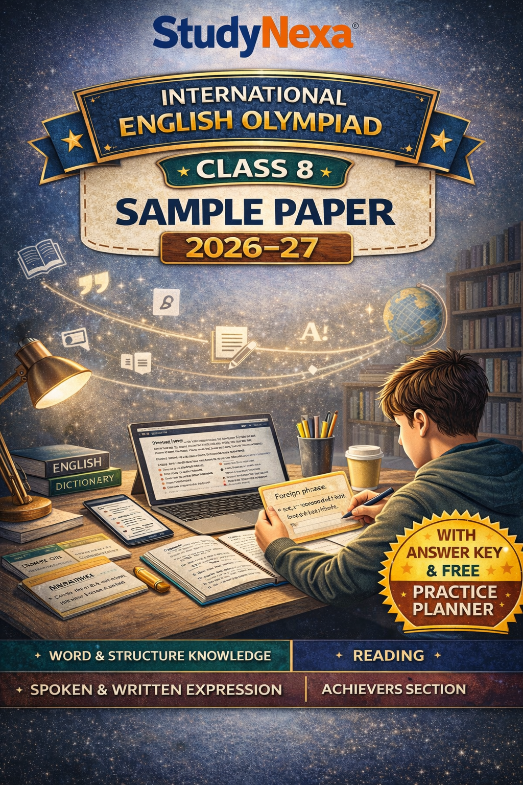 IEO Class 8 Sample Paper 2026–27 | StudyNexa International English Olympiad Practice Book