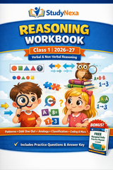 StudyNexa Reasoning Workbook Class 1 (2026–27) | Verbal & Non-Verbal Reasoning Practice Book for Kids