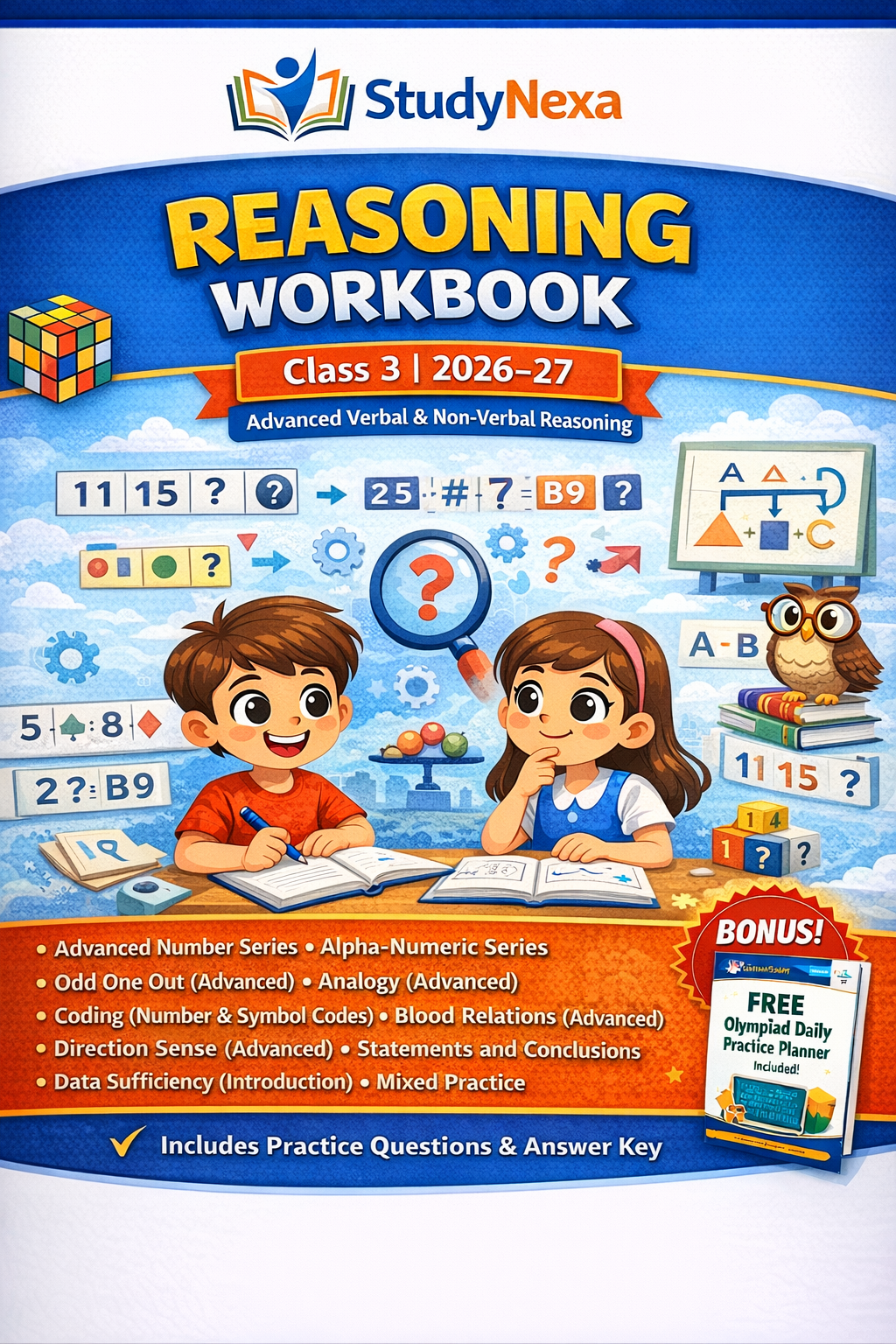 StudyNexa Reasoning Workbook Class 3 (2026–27) | Advanced Verbal & Non-Verbal Reasoning Book