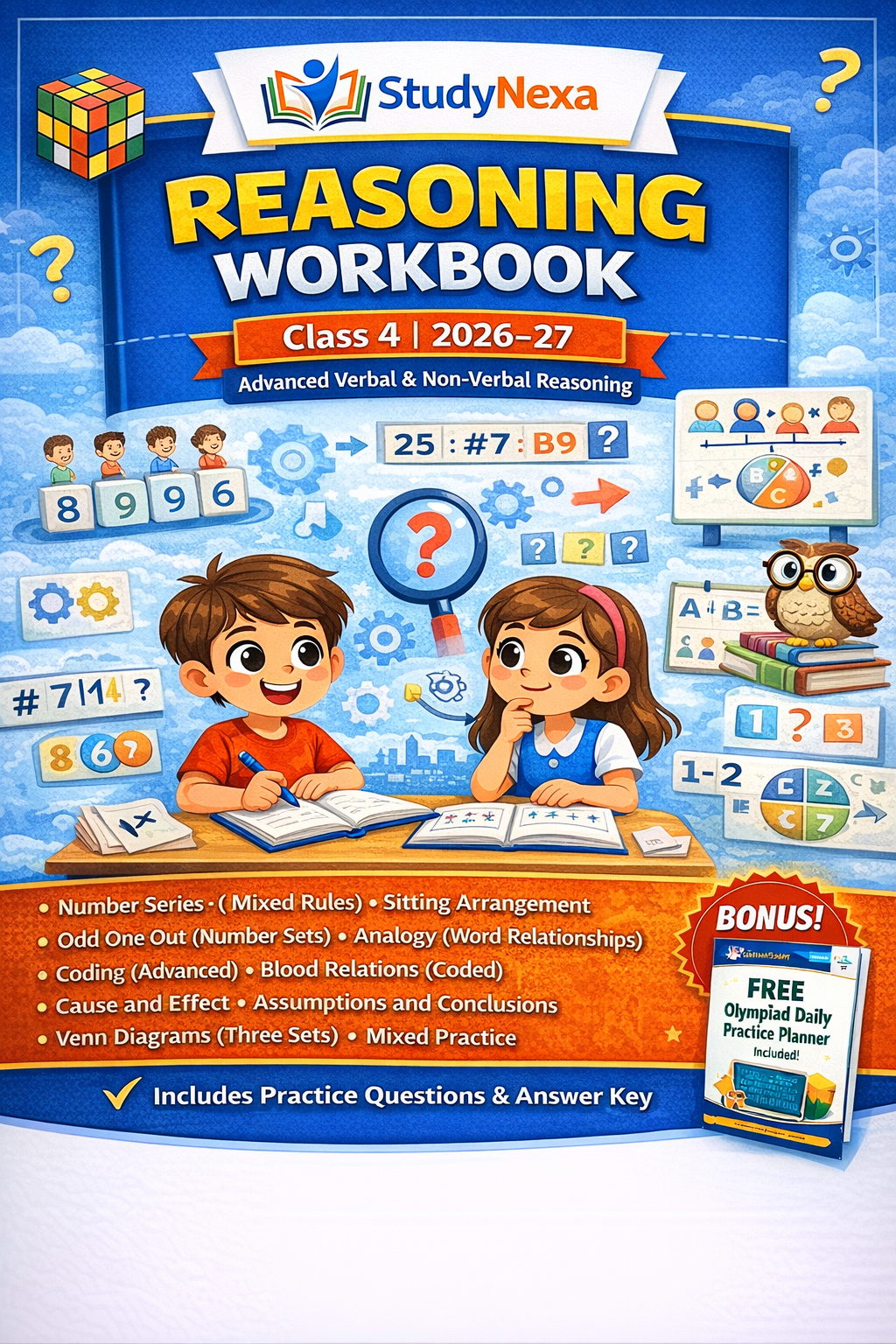 StudyNexa Reasoning Workbook Class 4 (2026–27) | Advanced Verbal & Non-Verbal Reasoning Book