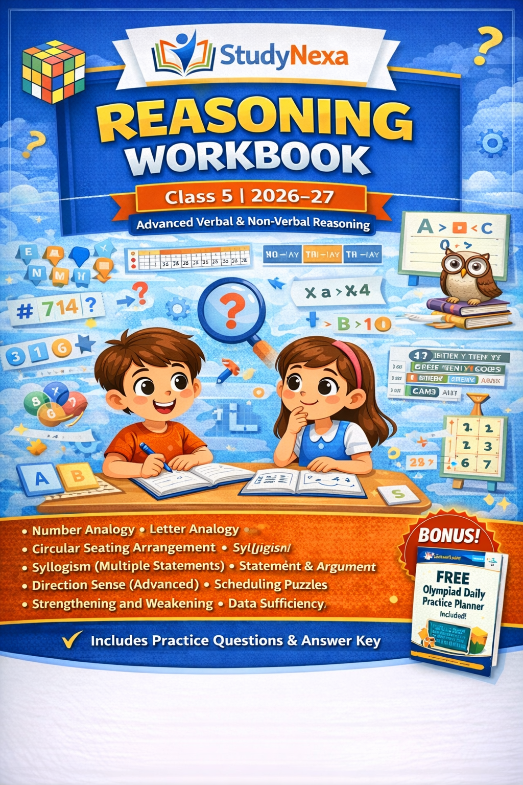 StudyNexa Reasoning Workbook Class 5 (2026–27) | Advanced Verbal & Non-Verbal Reasoning Book