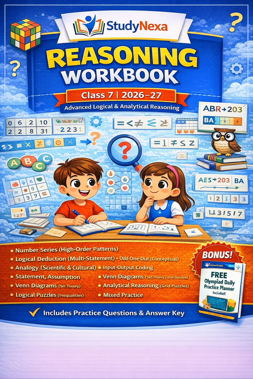 StudyNexa Reasoning Workbook Class 7 (2026–27) | Advanced Logical & Analytical Reasoning Book