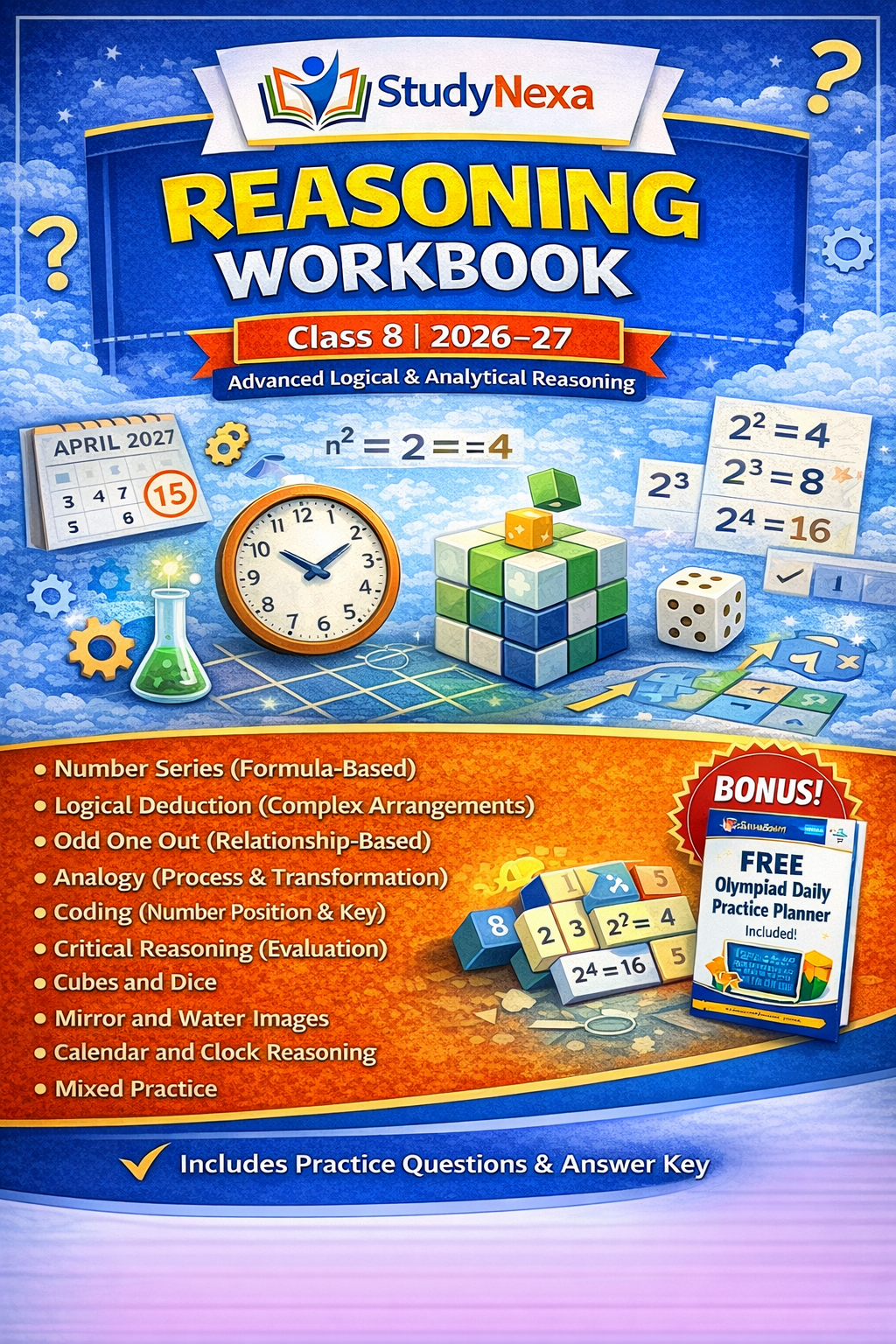 StudyNexa Reasoning Workbook Class 8 (2026–27) | Advanced Logical & Critical Reasoning Book