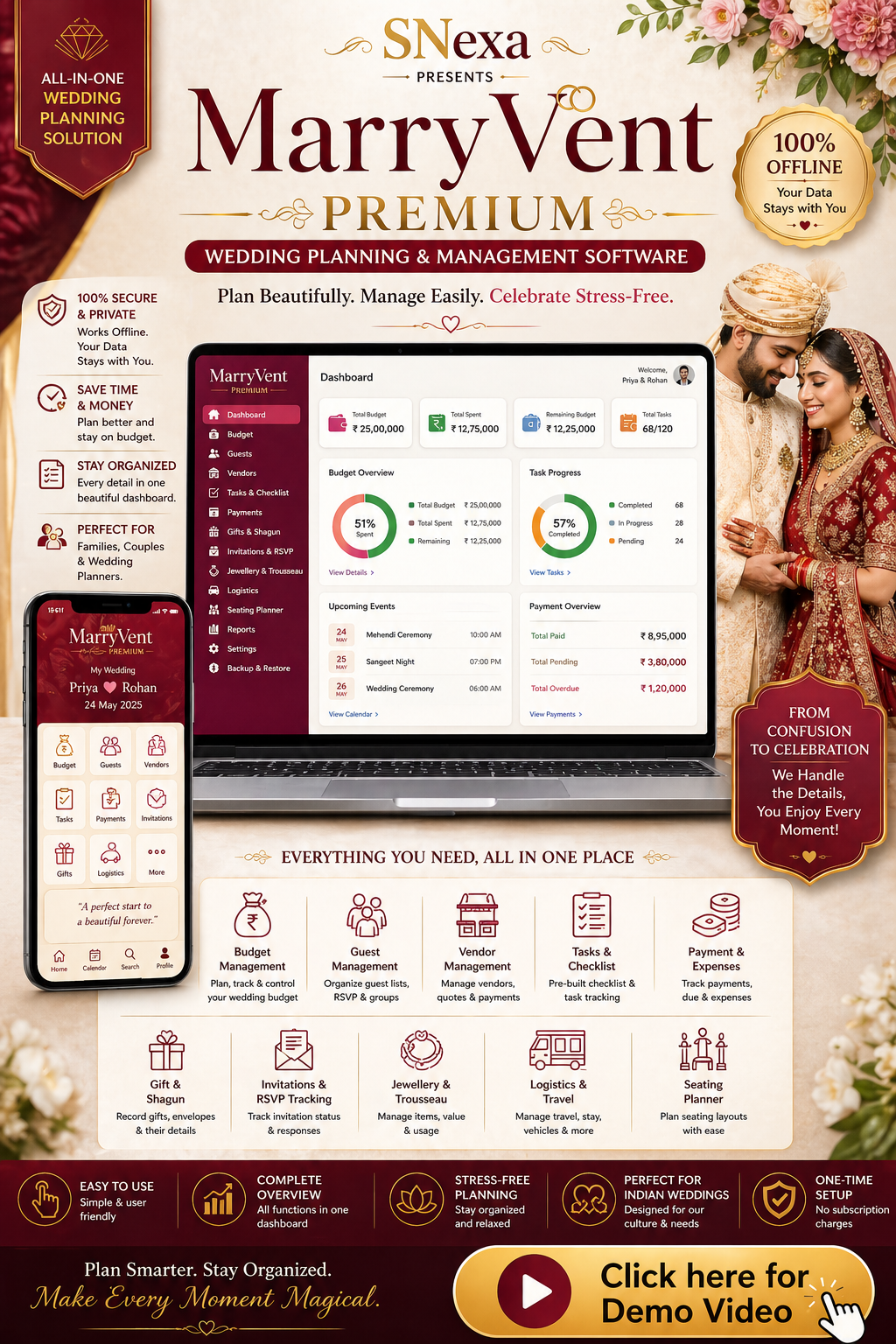 SNexa MarryVent Premium – Wedding Planning & Budget Management Software