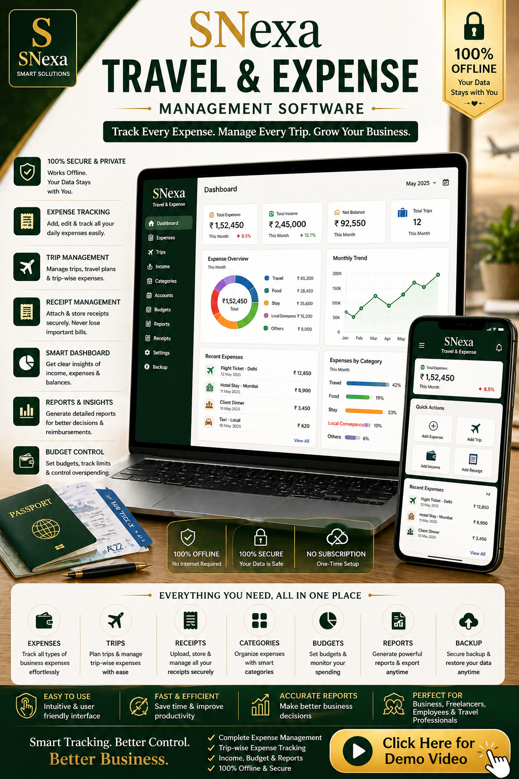SNexa Travel & Expense Software – Offline Expense & Trip Management