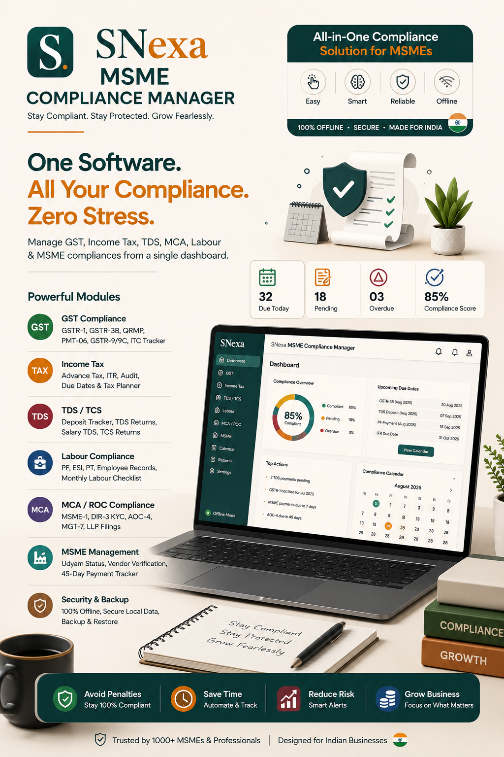 SNexa MSME Compliance Manager – GST, Income Tax, TDS & MSME Compliance Software