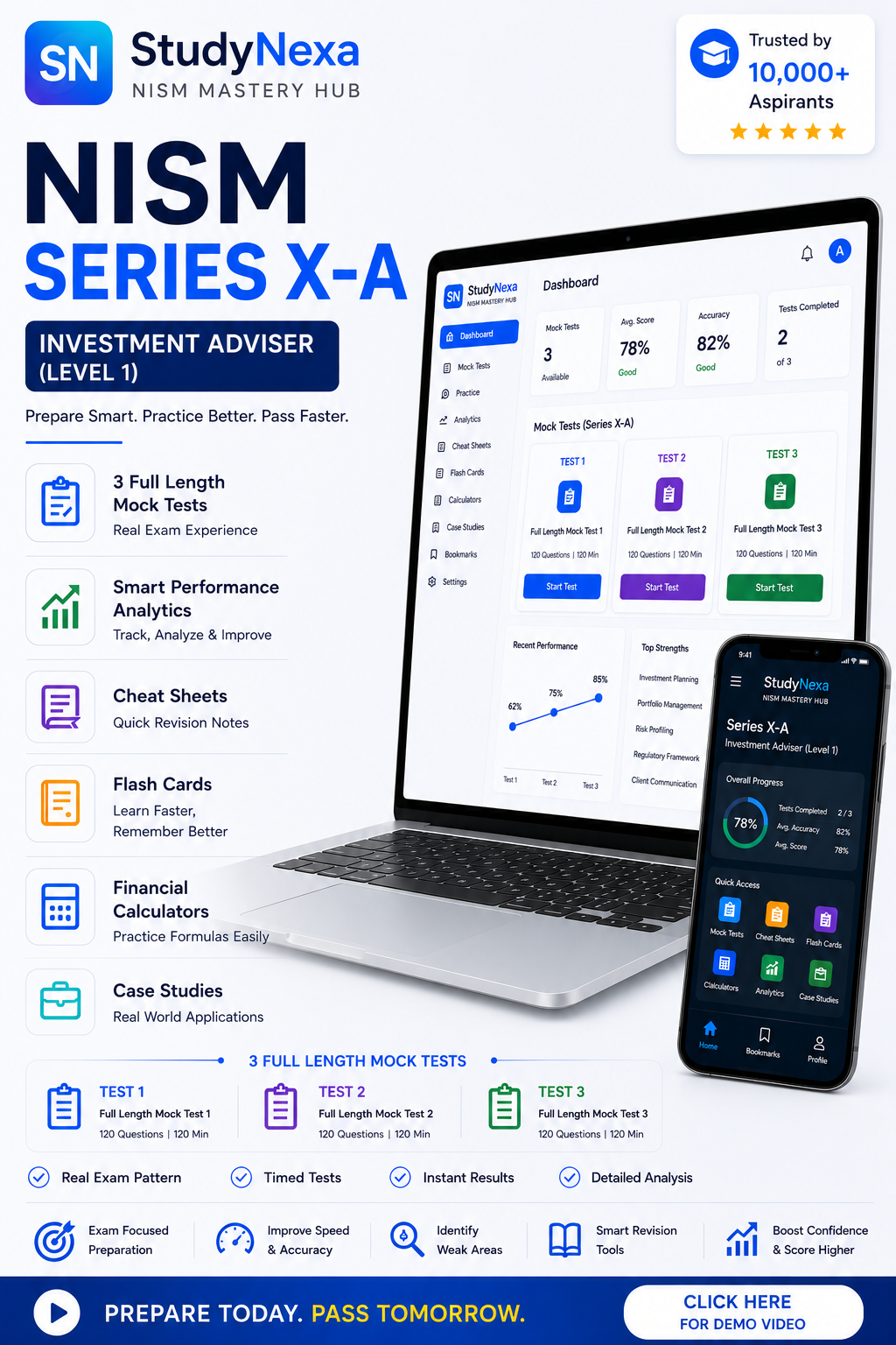 StudyNexa NISM Series X-A Mock Test App | 3 Full Mock Tests
