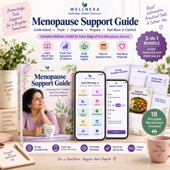 WellNexa Menopause Support Guide + Symptom Tracker App + Printable Toolkit | Perimenopause & Menopause Wellness