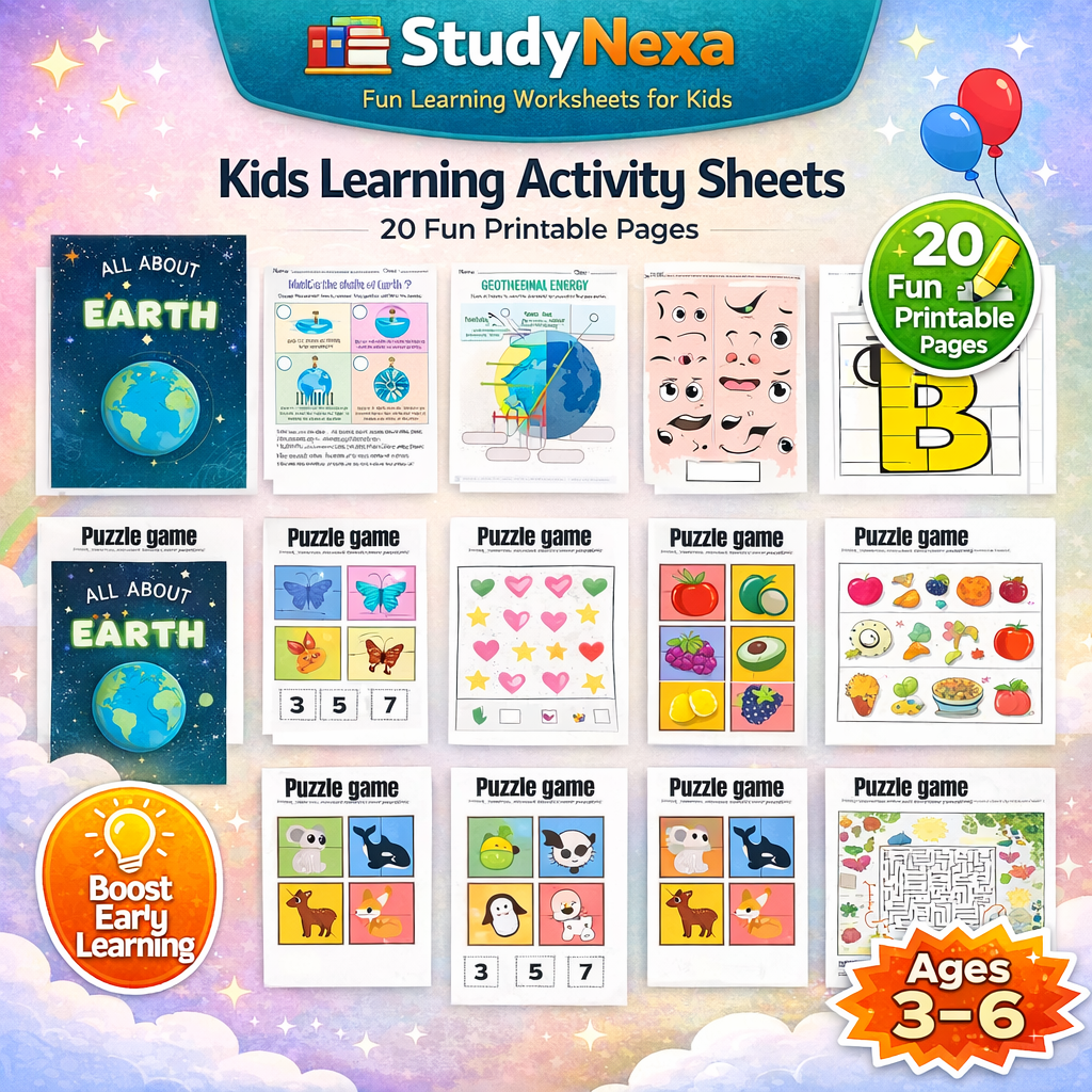 StudyNexa 16000+ Kids Learning Activities Bundle 🎯 | Worksheets, Games, Flashcards & Printable Learning Pack