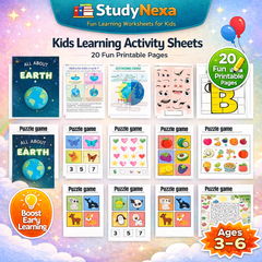 StudyNexa 16000+ Kids Learning Activities Bundle 🎯 | Worksheets, Games, Flashcards & Printable Learning Pack