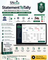 SNexa StatementToTally Pro – Bank Statement to Tally XML & Excel Software